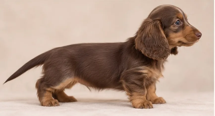 Chocolate puppy in profile